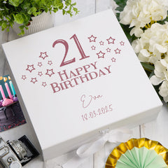 ukgiftstoreonline Personalised Any Age Birthday Gift Keepsake Memory Box Star Design 18th, 21st, 30th, 40th, 50th, 60th