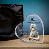 Personalised Retirement Gift For Her Heart Block In Gift Box With Bunny Personalised Plaque Gift ukgiftstoreonline