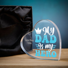 Personalised Dad Gift Heart Block In Gift Box My Dad My Hero