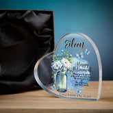 Personalised Retirement Gift For Her Heart Block In Gift Box With Butterflies