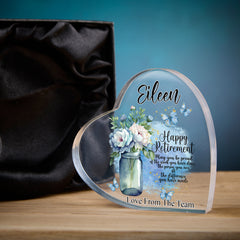 Personalised Retirement Gift For Her Heart Block In Gift Box With Butterflies