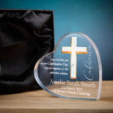 Personalised Confirmation Heart Block With Marble Cross Gift Boxed