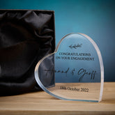 Personalised Engagement Gift For Couple Clear Heart Block In Gift Box