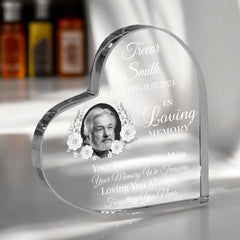 Photo Personalised Memorial Acrylic Glass Heart Block In Gift Box