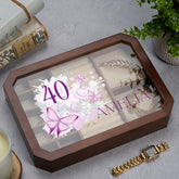 Luxury Large Wooden Jewellery Box Gift For Her 40th Birthday With Butterflies