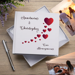 Personalised Our Honeymoon Love Hearts Photo Album Honeymoon Memory Keepsake