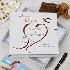 Personalised Elegant Honeymoon Memories Heart Photo Album Honeymoon Memory Keepsake Album