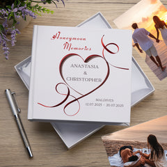 Personalised Elegant Honeymoon Memories Heart Photo Album Honeymoon Memory Keepsake Album