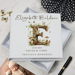 Personalised Baby Photo Album Woodland Alphabet Theme Memory Keepsake Album With Birth Details