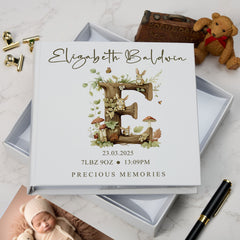 Personalised Baby Photo Album Woodland Alphabet Theme Memory Keepsake Album With Birth Details