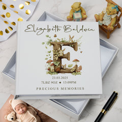 Personalised Baby Photo Album Woodland Alphabet Theme Memory Keepsake Album With Birth Details