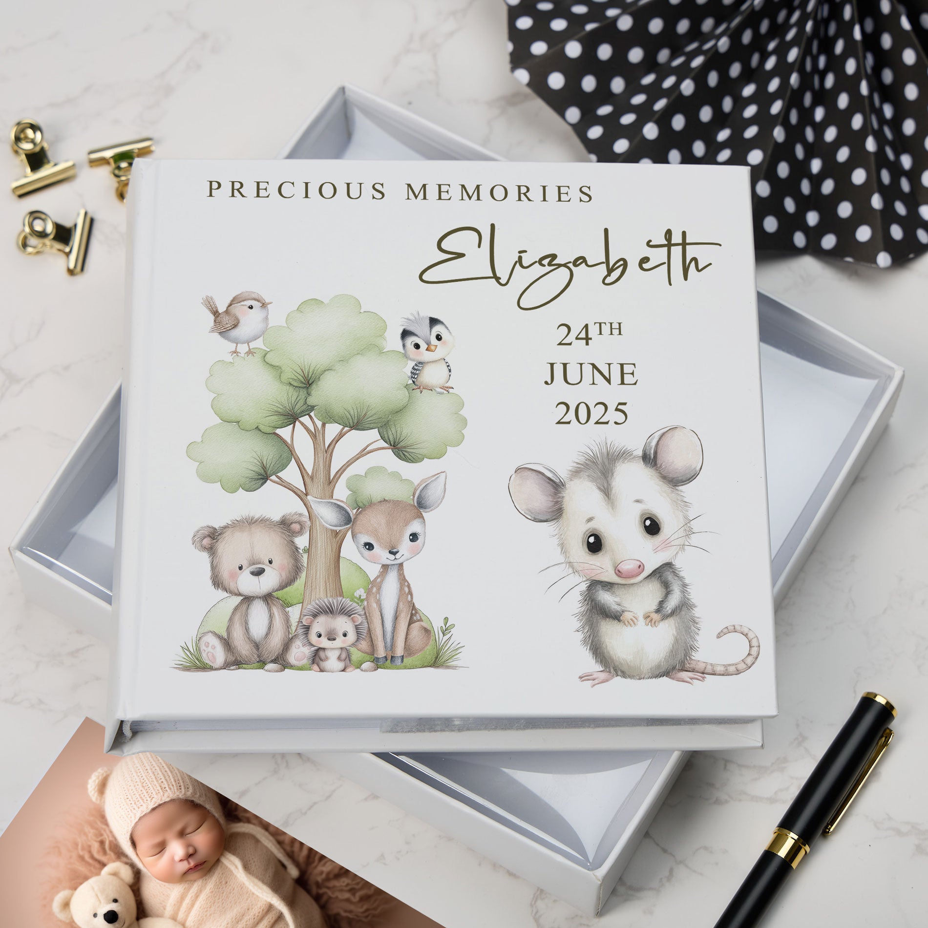 Personalised Baby Photo Album Woodland Animals Theme Photo Memory Storage Keepsake Album photo album ukgiftstoreonline