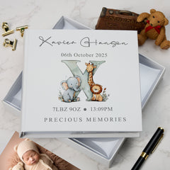 Personalised Baby Photo Album Safari Animals Theme Photo Memory Storage Keepsake Album