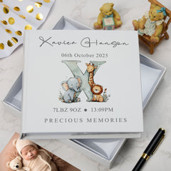 Personalised Baby Photo Album Safari Animals Theme Photo Memory Storage Keepsake Album