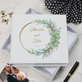 Personalised Wedding Photo Album Gift Boxed 6x4" Delicate Floral and Leaf Wreath Design