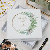 Personalised Wedding Photo Album Gift Boxed 6x4" Delicate Floral and Leaf Wreath Design