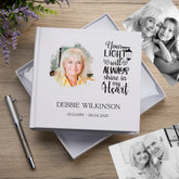 Personalised Memorial Photo White Album With Sentiment Your Light Will Always Shine For 50 x 6x4 Photos