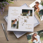 Personalised Wedding Photo Album Gift White Photo Album Custom Photos Gold Frame With Gold Flower Design
