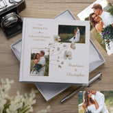 Personalised Wedding Photo Album Gift White Photo Album Custom Photos Gold Frame With Gold Flower Design
