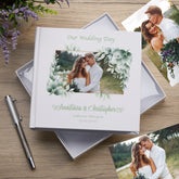 Personalised White Wedding Photo Album Gifts Custom Photo Design With Leaves Frame