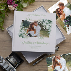 Personalised White Wedding Photo Album Gifts Custom Photo Design With Leaves Frame