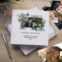 Personalised Elegant Graduation Photo Album Gift Leaves Frame Custom Photo Keepsake