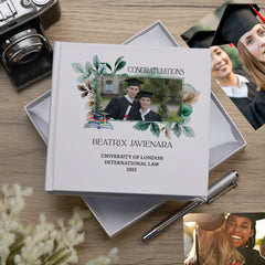 Personalised Elegant Graduation Photo Album Gift Leaves Frame Custom Photo Keepsake