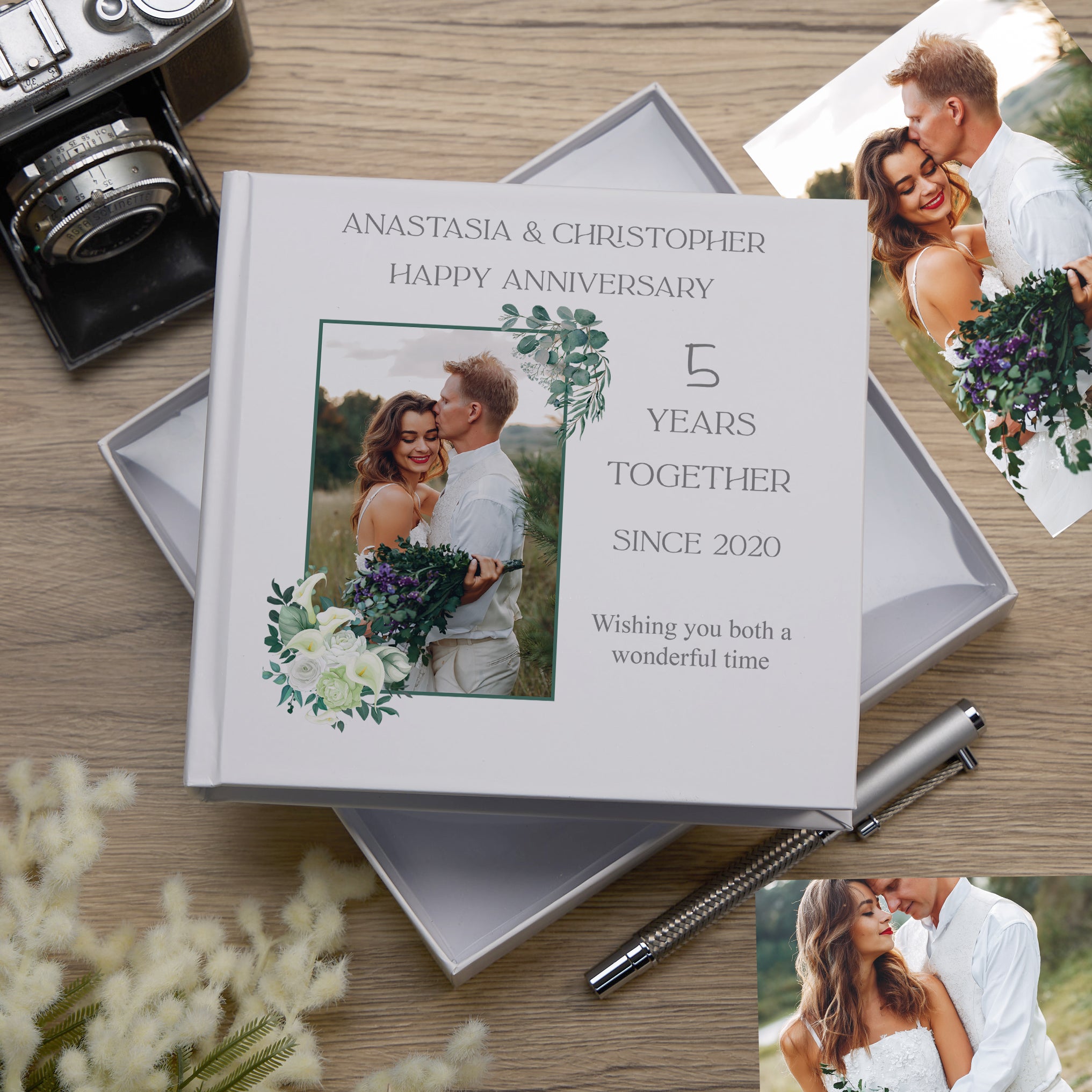 Personalised White 5 Years Together Anniversary Wedding Photo Keepsake Gifts Love Memory Photo Album photo album ukgiftstoreonline
