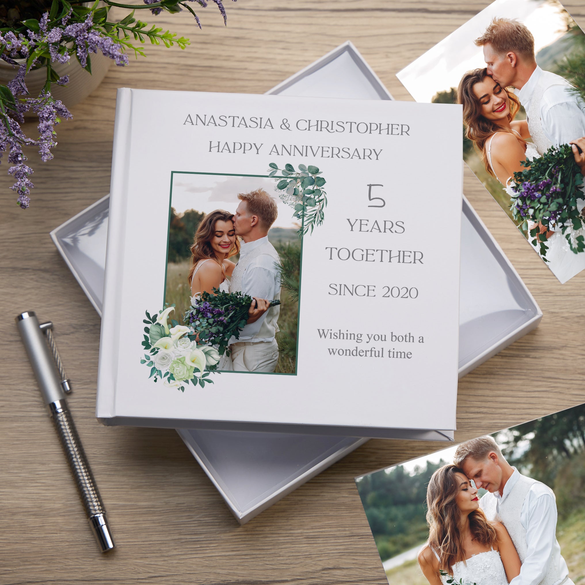 Personalised White 5 Years Together Anniversary Wedding Photo Keepsake Gifts Love Memory Photo Album photo album ukgiftstoreonline