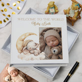 Personalised Welcome To The World Baby Photo Album Cute Sleeping Animals Design Memory Book Special Keepsake Album