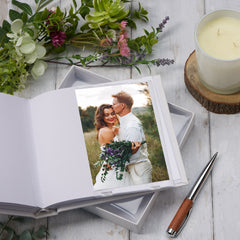 Personalised White Wedding Photo Album Gifts Custom Photo Design With Leaves Frame