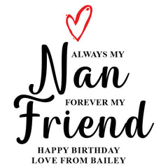 Personalised Nan Wine Glass Gift For Her With Love Heart Any Occasion Personalised Gin Glass ukgiftstoreonline
