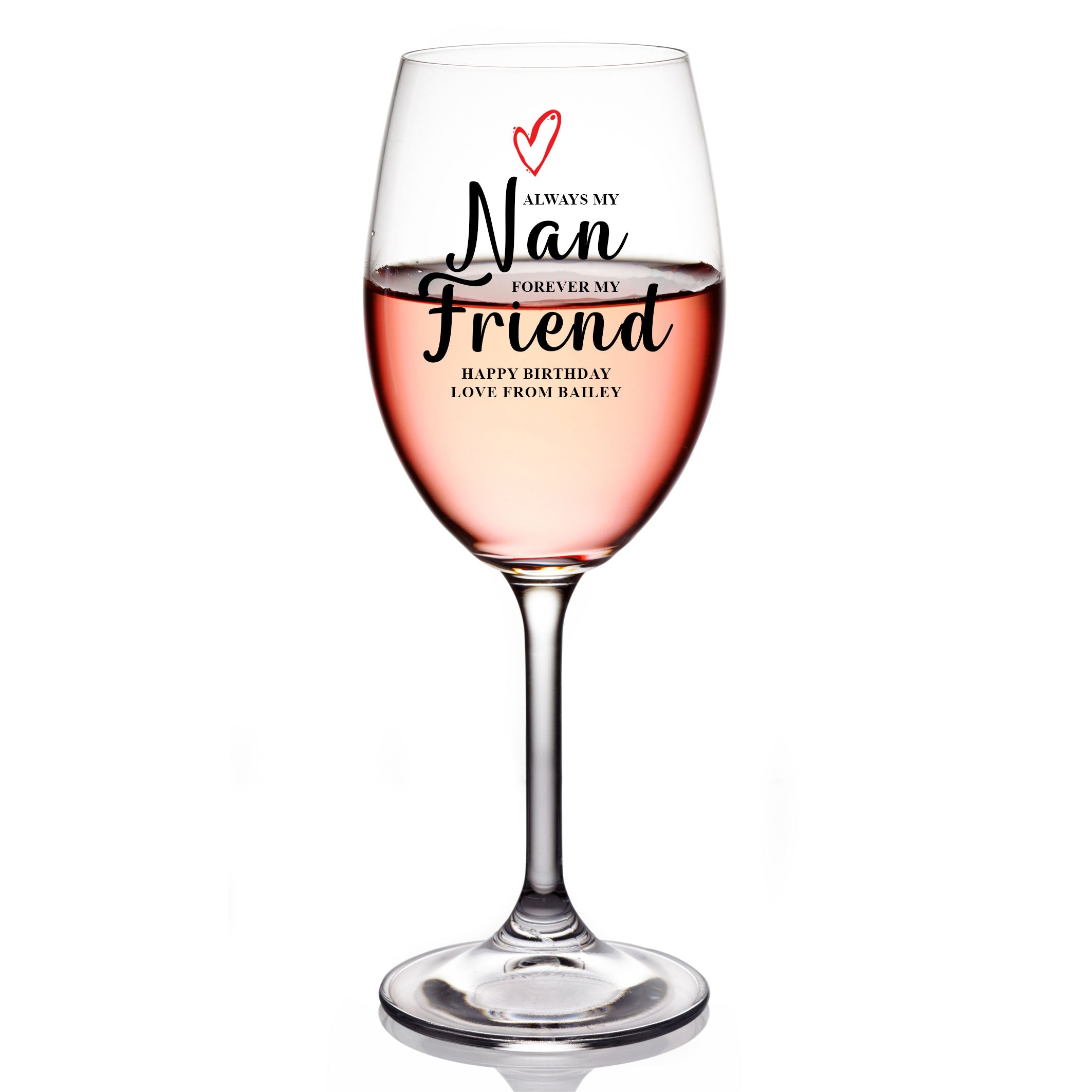 Personalised Nan Wine Glass Gift For Her With Love Heart Any Occasion Personalised Gin Glass ukgiftstoreonline