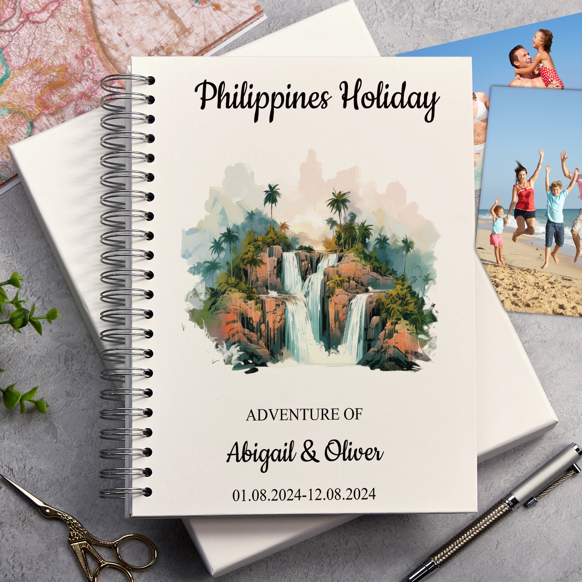 Personalised Philippines Holiday Memory Scrapbook Journal Photo Albums Adventures Photo Album ukgiftstoreonline Maria Christina Falls A4 Portrait