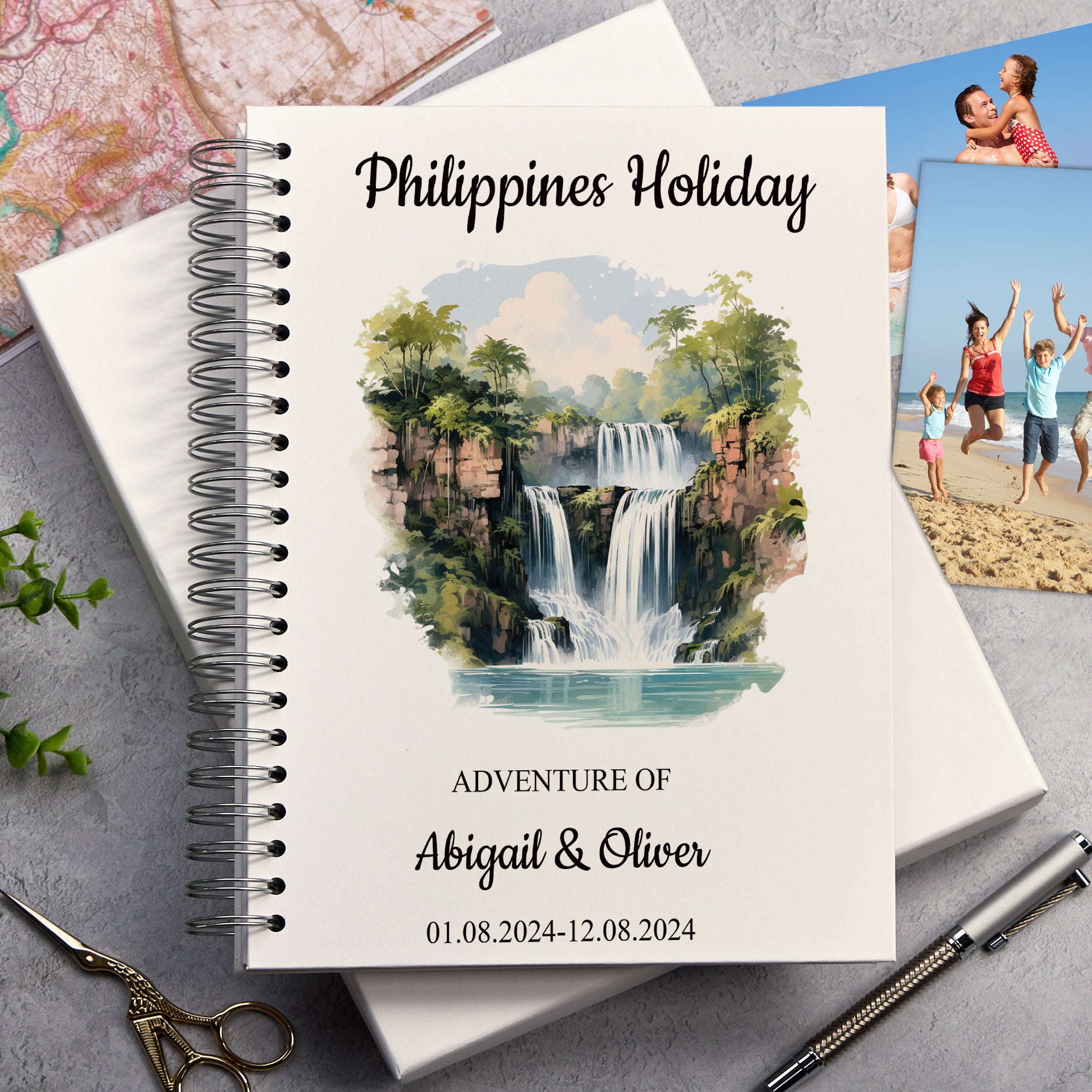 Personalised Philippines Holiday Memory Scrapbook Journal Photo Albums Adventures Photo Album ukgiftstoreonline Serenity Falls A4 Portrait