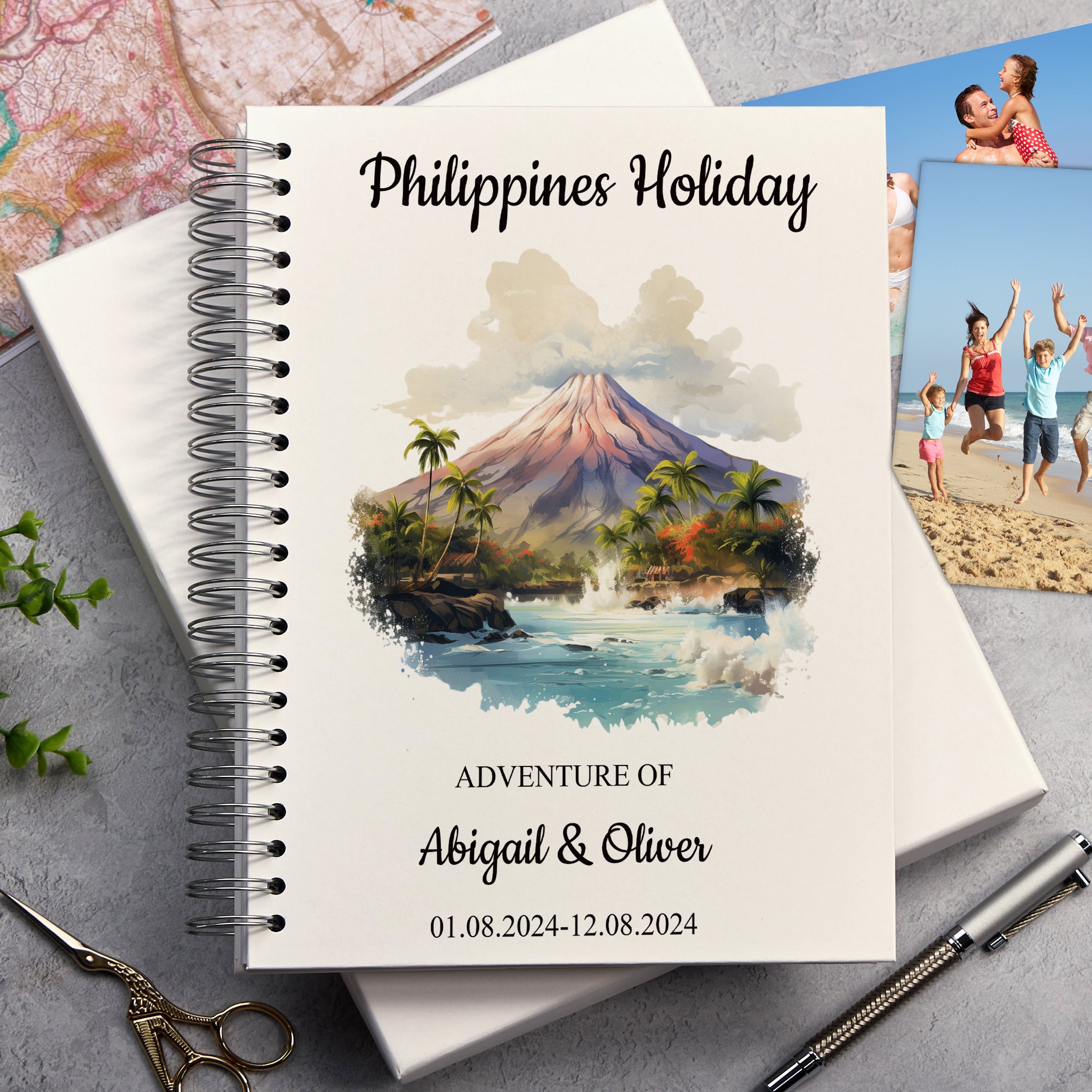 Personalised Philippines Holiday Memory Scrapbook Journal Photo Albums Adventures Photo Album ukgiftstoreonline Taal Volcano A4 Portrait