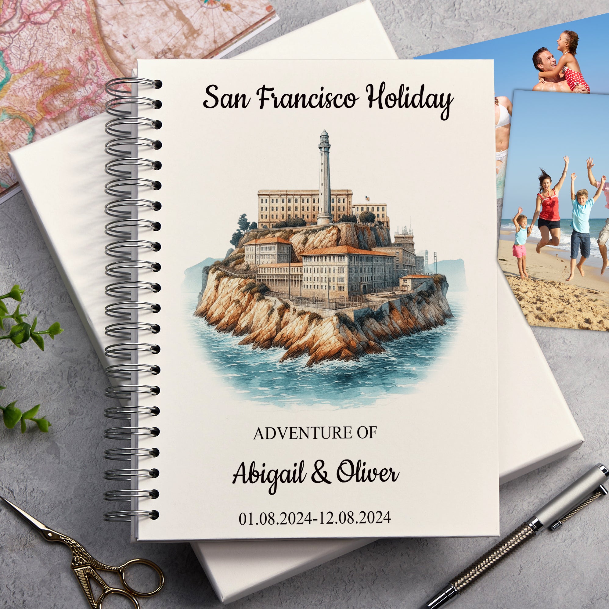 Personalised San Francisco Holiday Memory Scrapbook Journal Photo Albums Adventures Photo Album ukgiftstoreonline Alcatraz Island A4 Portrait