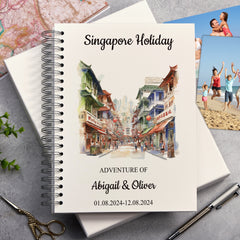 Personalised Singapore Holiday Memory Scrapbook Journal Photo Albums Adventures Photo Album ukgiftstoreonline China Town A4 Portrait