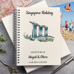 Personalised Singapore Holiday Memory Scrapbook Journal Photo Albums Adventures Photo Album ukgiftstoreonline Marina Bay Sands A4 Portrait