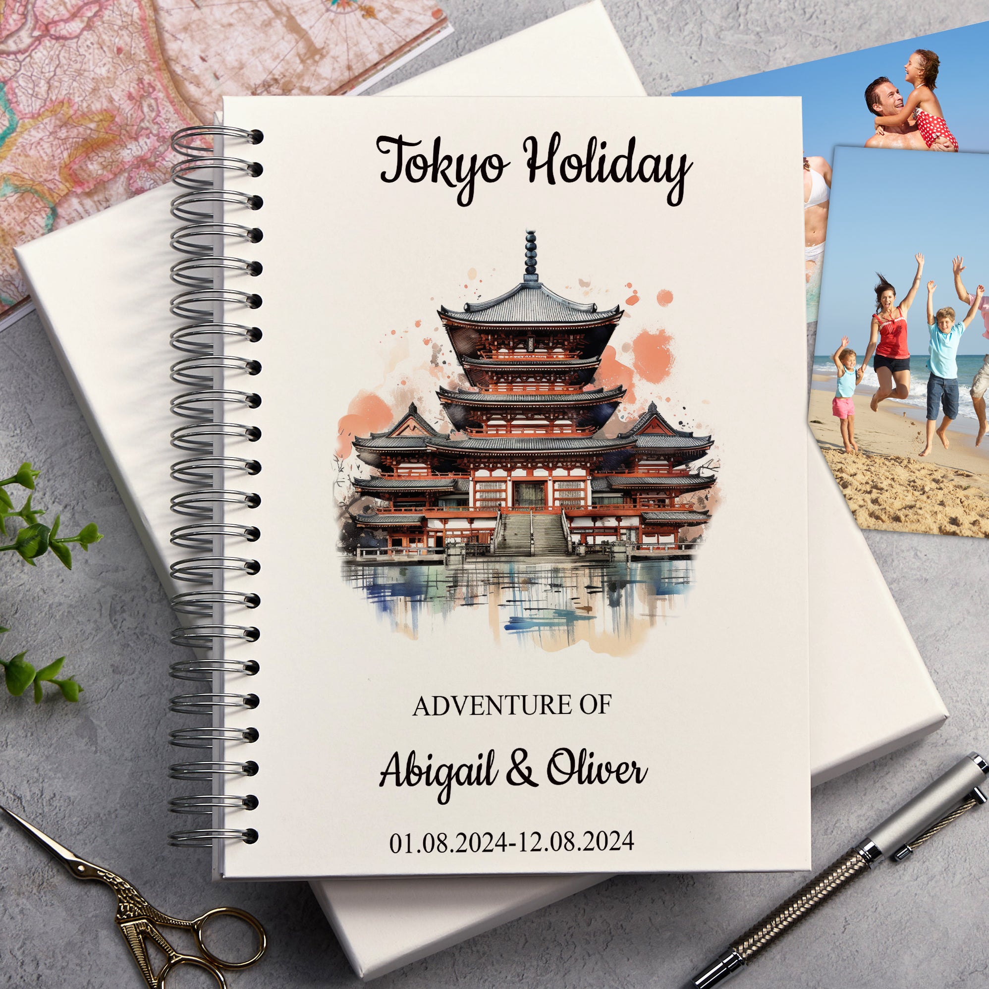 Personalised Tokyo Holiday Memory Scrapbook Journal Photo Albums Adventures Photo Album ukgiftstoreonline Pagoda A4 Portrait