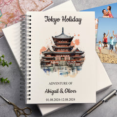 Personalised Tokyo Holiday Memory Scrapbook Journal Photo Albums Adventures Photo Album ukgiftstoreonline Pagoda A4 Portrait