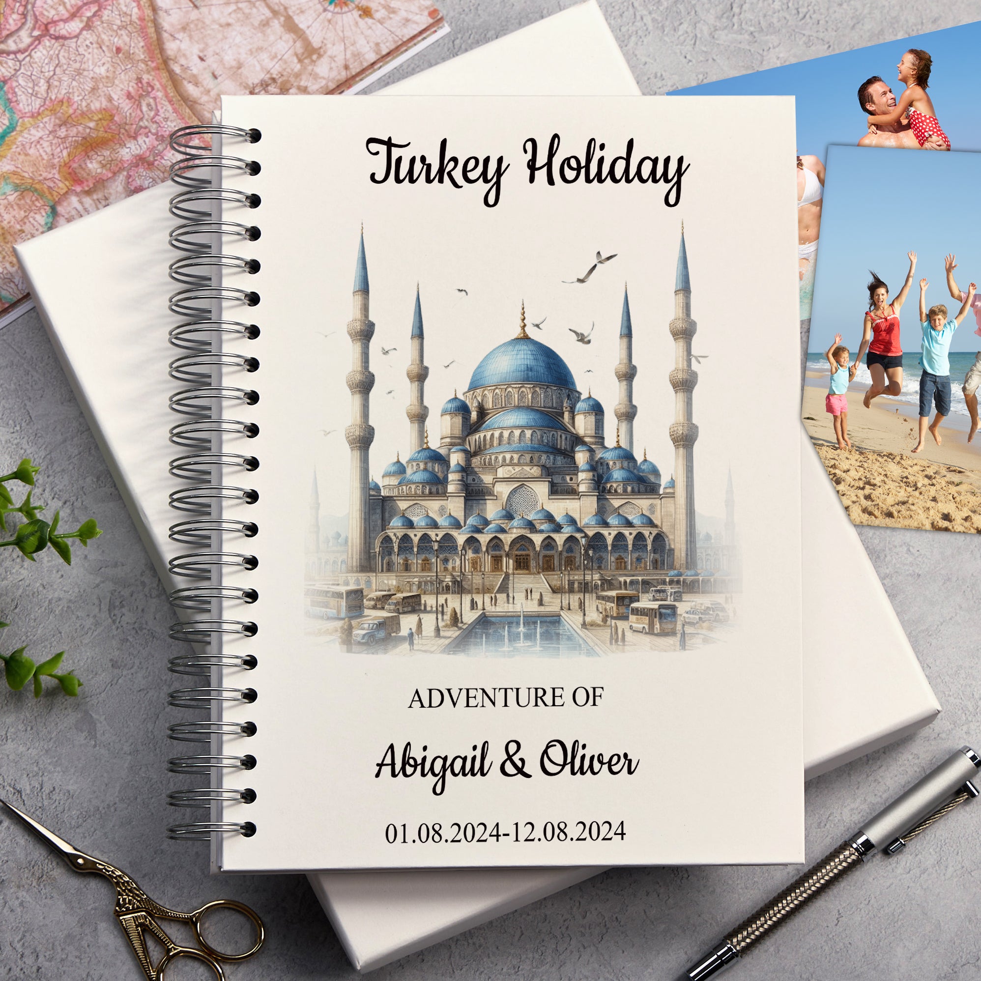 Personalised Turkey Holiday Memory Scrapbook Journal Photo Albums Adventures Photo Album ukgiftstoreonline Blue Mosque A4 Portrait