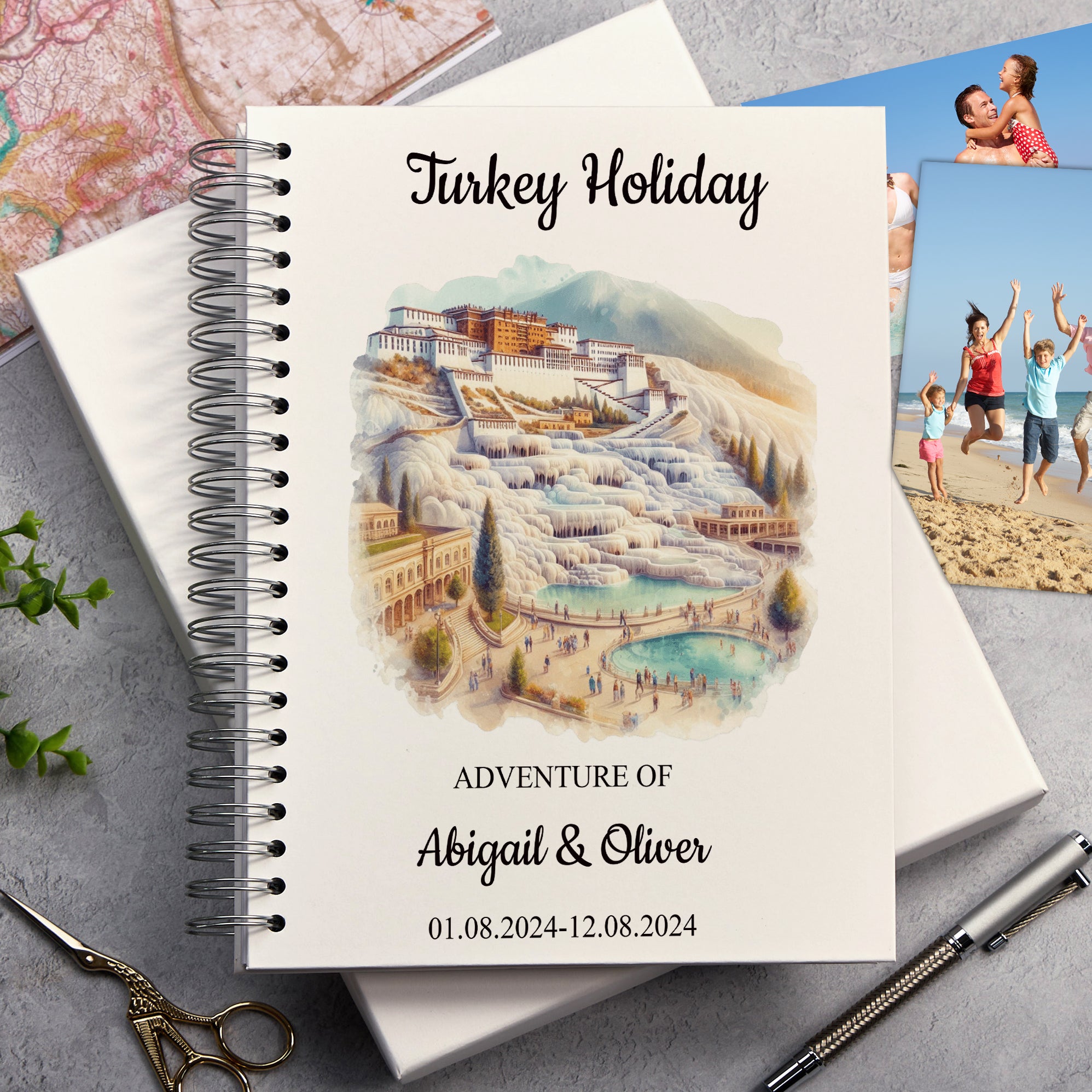 Personalised Turkey Holiday Memory Scrapbook Journal Photo Albums Adventures Photo Album ukgiftstoreonline Pamukkale A4 Portrait