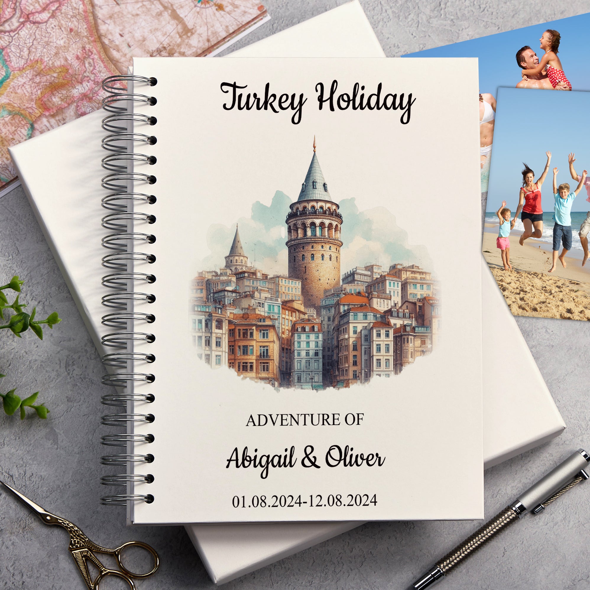 Personalised Turkey Holiday Memory Scrapbook Journal Photo Albums Adventures Photo Album ukgiftstoreonline Galata Tower A4 Portrait