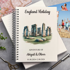 Personalised England, London Holiday Memory Scrapbook Journal Photo Albums Adventures Photo Album ukgiftstoreonline Stonehenge A4 Portrait