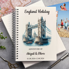 Personalised England, London Holiday Memory Scrapbook Journal Photo Albums Adventures Photo Album ukgiftstoreonline Tower Bridge A4 Portrait