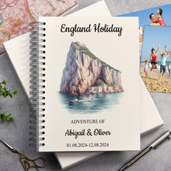 Personalised England, London Holiday Memory Scrapbook Journal Photo Albums Adventures Photo Album ukgiftstoreonline Rock of Gibraltar A4 Portrait