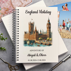 Personalised England, London Holiday Memory Scrapbook Journal Photo Albums Adventures Photo Album ukgiftstoreonline Palace of Westminster and Big Ben A4 Portrait