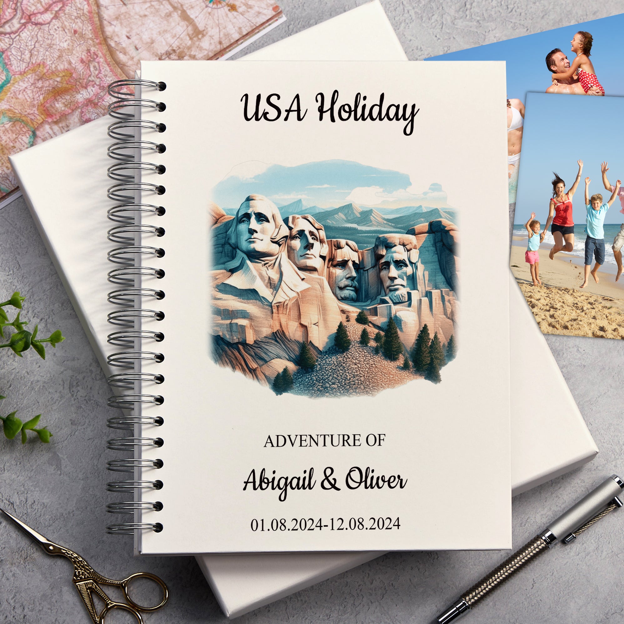 Personalised USA Holiday Memory Scrapbook Journal Photo Albums Adventures Photo Album ukgiftstoreonline Mount Rushmore A4 Portrait