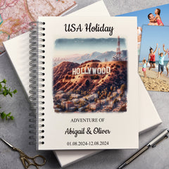 Personalised USA Holiday Memory Scrapbook Journal Photo Albums Adventures Photo Album ukgiftstoreonline Hollywood Sign A4 Portrait
